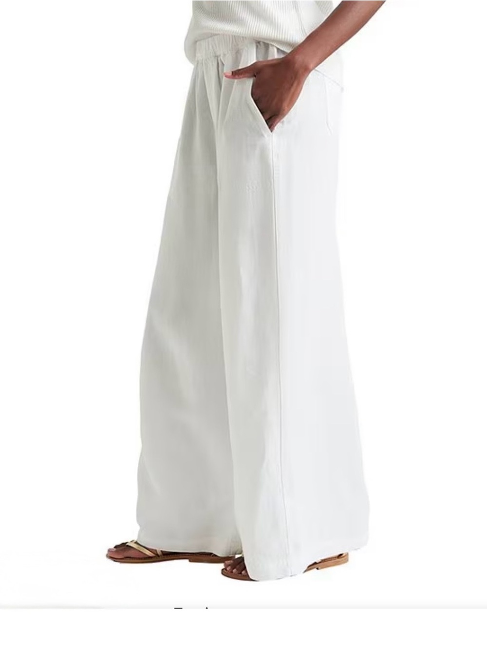 SPLENDID Bohemian White Gauze Wide-Leg Drawstring Pant with Tie NWT’s size Lg - Picture 5 of 17